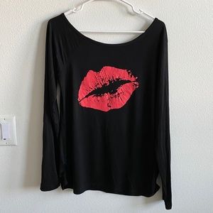 Casual Sexy Lips Off Shoulder T-Shirt Tops
